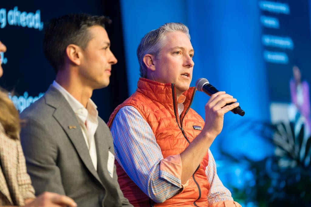 Fireside chat between speakers at Winning by Design's Impact Summit 2025, Convene San Francisco